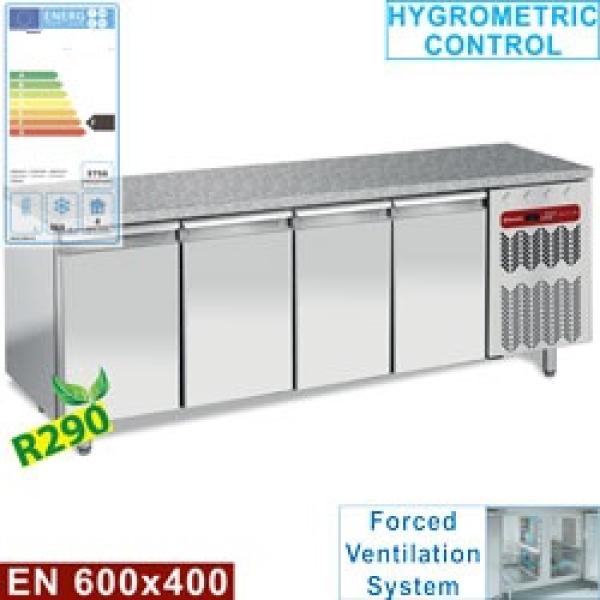 TP4B/HG-R2 (25) Konditorei-Bäckerei Tiefkühltisch mit Granitplatte, Umluft, 4 Türen EN 600x400, 760 Liter